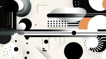 AI generated Abstract background with geometric shapes, lines, circles, dots. Bauhaus style. Swiss aesthetic photo