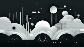 AI generated Abstract background with geometric shapes, lines, circles, dots. Bauhaus style. Swiss aesthetic photo