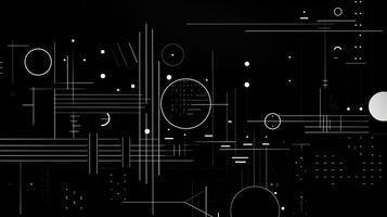 AI generated Abstract background with geometric shapes, lines, circles, dots. Bauhaus style. Swiss aesthetic photo