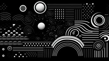 AI generated Abstract background with geometric shapes, lines, circles, dots. Bauhaus style. Swiss aesthetic photo