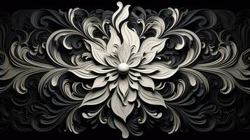 AI generated Abstract floral pattern in black and white colors. Gothic aesthetic photo