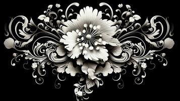 ai generado resumen floral modelo en negro y blanco colores. gótico estético foto