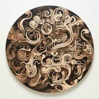 AI generated Abstract circle with wavy pattern in black and white colors. Surrealist style photo