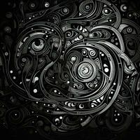 AI generated Abstract background with wavy pattern in black and white colors. Surrealist style photo