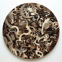 AI generated Abstract circle with wavy pattern in black and white colors. Surrealist style photo