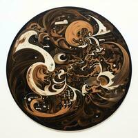 AI generated Abstract circle with wavy pattern. Neo Folk aesthetics. Surrealist style photo