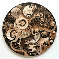 AI generated Abstract circle with wavy pattern in black and white colors. Surrealist style photo