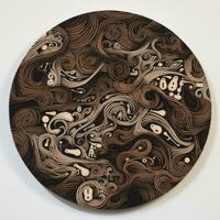 AI generated Abstract circle with wavy pattern in black and white colors. Surrealist style photo