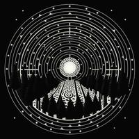 AI generated Abstract psychedelic circle with pattern in black and white colors photo
