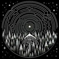 AI generated Abstract psychedelic circle with pattern in black and white colors photo