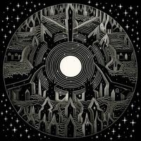 AI generated Abstract psychedelic circle with pattern in black and white colors photo