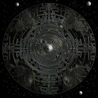 AI generated Abstract psychedelic circle with pattern in black and white colors photo
