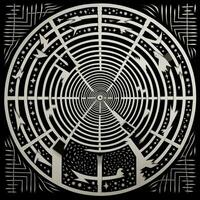 AI generated Abstract psychedelic circle with pattern in black and white colors photo