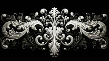 AI generated Abstract floral pattern in black and white colors photo