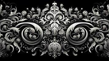 AI generated Abstract floral pattern in black and white colors photo