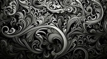 AI generated Abstract floral pattern in black and white colors photo