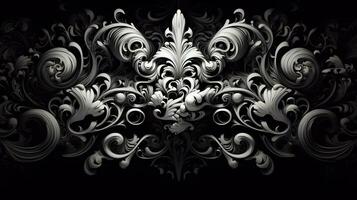 AI generated Abstract floral pattern in black and white colors photo