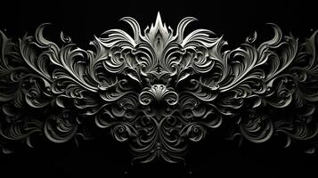 AI generated Abstract floral pattern in black and white colors photo