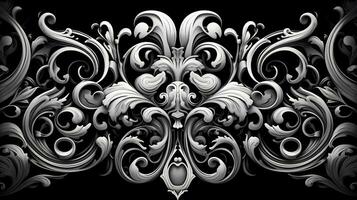 AI generated Abstract floral pattern in black and white colors photo