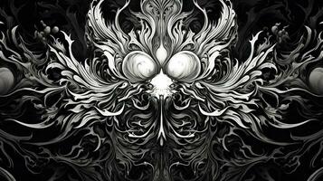 AI generated Abstract floral pattern in black and white colors photo