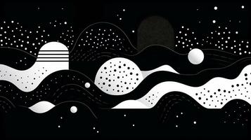 AI generated Abstract background with wavy shapes, circle, lines. Bauhaus style photo