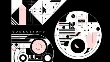 AI generated Abstract background with geometric shapes. Memphis style photo