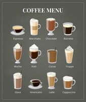 Coffee menu on chalkboard. vector