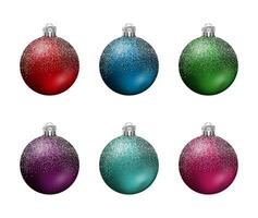 Set of Christmas balls with glitter. vector