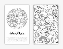 Card templates with doodle weather items. vector