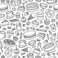 Seamless pattern with hand drawn chocolate desserts. vector