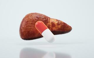 Liver organ with fatty liver state, 3d rendering. photo