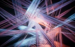 Abstract glowing neon lines background, 3d rendering. photo