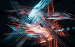 Abstract glowing neon lines background, 3d rendering. photo