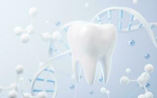 Tooth and biological concept background, 3d rendering. photo