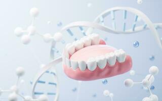 Tooth and biological concept background, 3d rendering. photo