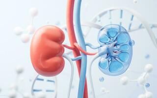 Kidney and biological concept background, 3d rendering. photo