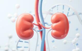 Kidney and biological concept background, 3d rendering. photo