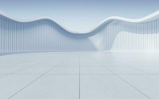 Empty ground with white building background, 3d rendering. photo