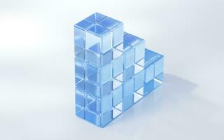 Abstract shiny glass geometry background, 3d rendering. photo