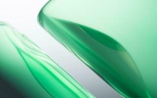 Gradient green transparent geometry background, 3d rendering. photo