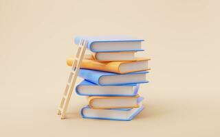 Stack of books with cartoon style, 3d rendering. photo