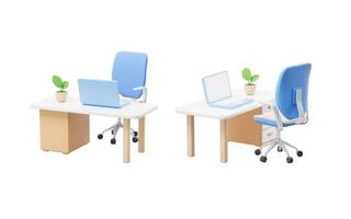 Cartoon style office desk, 3d rendering. photo