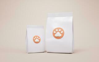 White pet food package bag, 3d rendering. photo