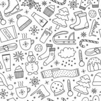 Seamless pattern with winter items. vector