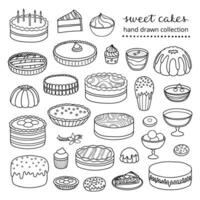 Set of hand drawn cakes. vector
