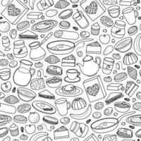 Seamless pattern with breakfast dishes. vector