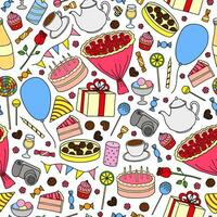 Seamless pattern with hand drawn holiday items. vector