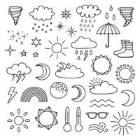 Set of doodle weather icons. vector