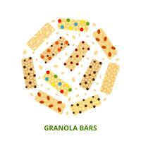 Granola bars in circle. vector