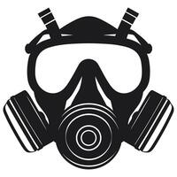 A silhouette of Respirator mask isolated on a white background, A Respirator gas mask vector free